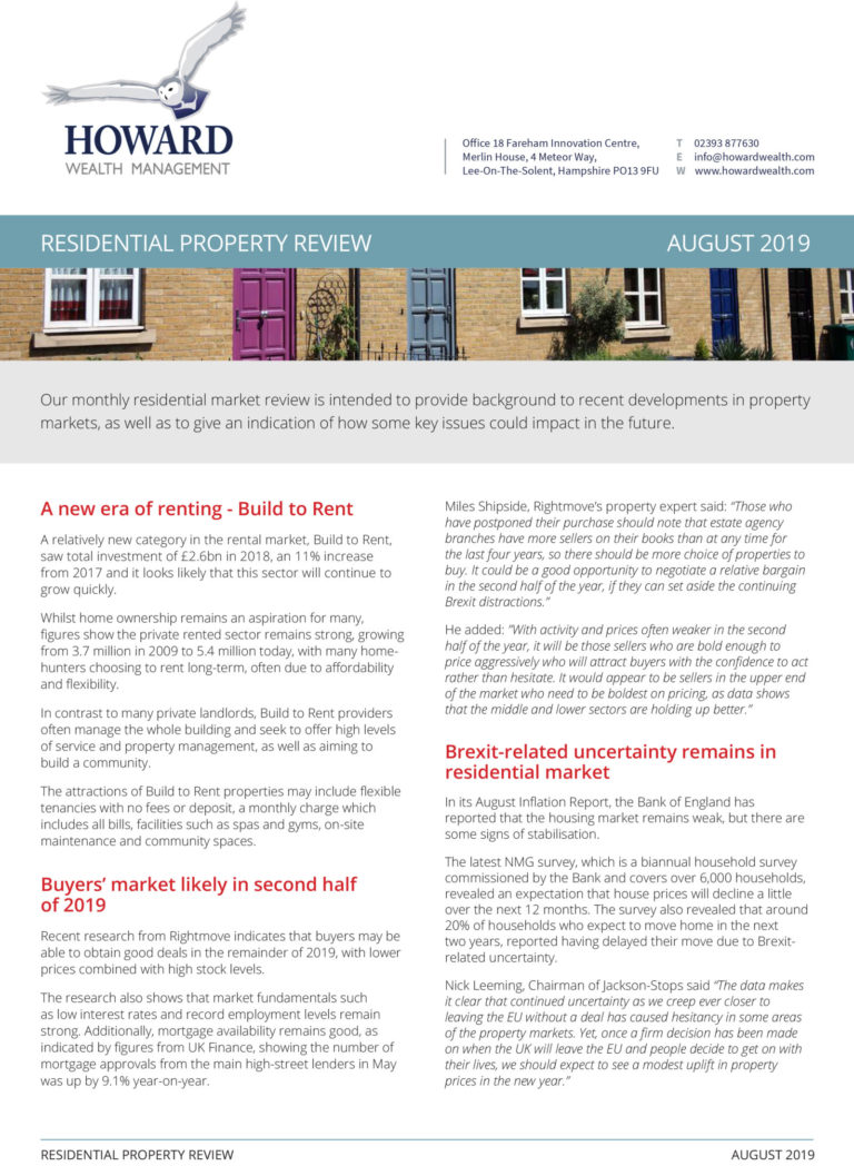 TOMD Residential Property Market Review August 2019 1