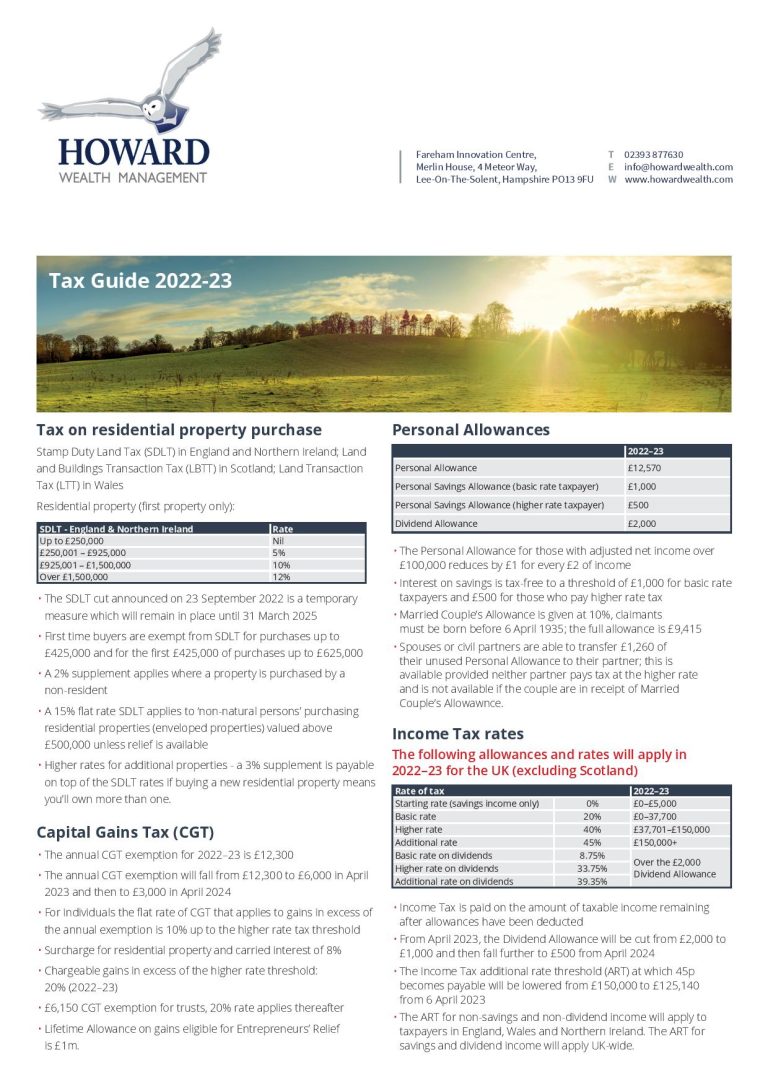 Tax Guide 2022 2023 Summary